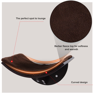 Pawhut Wood Cat Shelve Wall Mounted Shelter Curved Kitten Bed - Brown by Pawhut