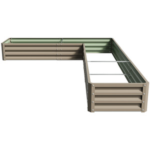 L-Shaped Galvanized Steel Raised Garden Bed by Livingandhome