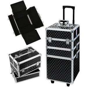 Diamond Makeup Case on Wheels - Black by Livingandhome