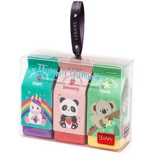Pack of 3 Yummy Yummy Animal Themed Scented Erasers - Pack of 3 by Legami