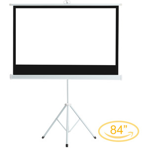 Portable Projector Screen with Metal Tripod Stand - White / 84 Inches by Livingandhome