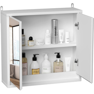 HOMCOM Wall Mount Mirror Cabinet Storage Bathroom Cupboard - White by HOMCOM