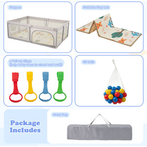 Extra Large Baby Playard Baby Playpen - Grey by Costway