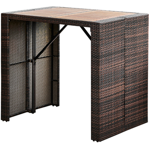 5 Piece Outdoor Garden Rattan High Bar Dining Set, Table and Chair Set - Brown by Teamson Home