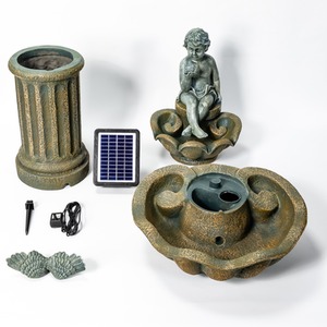 Minel Solar Powered Bird Bath and Water Feature - Brown by Primrose