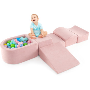 5-Piece Climb and Crawl Playset - Pink by Costway