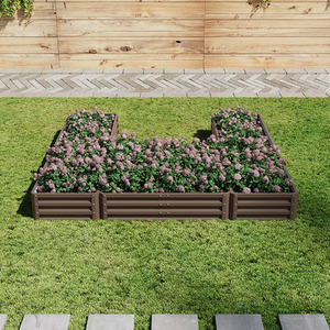 U-shaped Metal Garden Flower Bed with 5 Compartments by Livingandhome