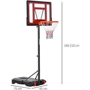 HOMCOM Basketball Hoop Stand with Adjustable Height - Black by HOMCOM