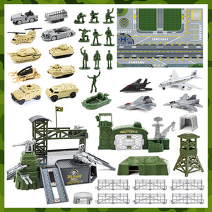 Military Vehicle Playset Army Base Set and Weapon Gear Accessories - green