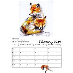 Foxes in Watercolour 2024 Calendar by BebesArts