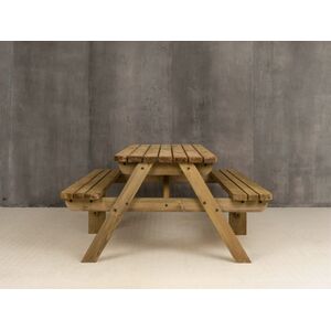 Fortem Rounded Pub Style Picnic Table Benches Set - Rustic brown / 240cm by Arbor Garden Solutions