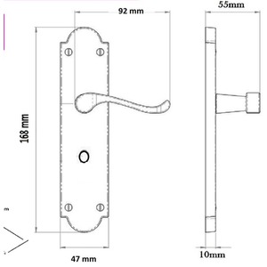 Ashford Bathroom Lock Scroll Lever Door Handle - Matt Black - Matt Black by Betley Butterfly