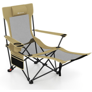 Reclining Camping Chair with Removable Footrest by Costway