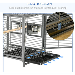 PawHut Parrot Cage Bird Carrier - Black by PawHut