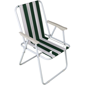 2 Pack of Folding Camping, Picnic Chair in Green and White Garden Patio - Green & White by Samuel Alexander