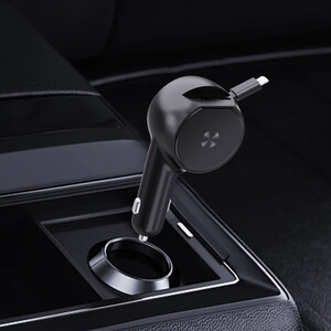 Retractable Car Charger for Mobile Phone - Black