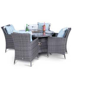 Savannah Fire Pit Round Rattan Patio Dining Set - Grey / 4 by Giardino