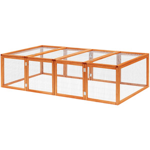 PawHut rabbit Run Wooden Rabbit Hutch Cage - Natural by PawHut