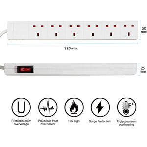 6 Gang Indicator Side Switched Extension Lead by ExtraStar