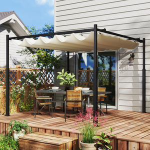 Outsunny 3 x 3(m) Outdoor Pergola with Retractable Roof - Cream by Outsunny