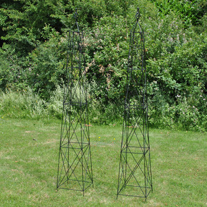 Pair of Roman Steel Garden Obelisks (2.1m) - Black by Selections