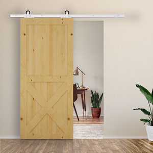 HOMCOM 6ft Modern Antique Style Sliding Door Set Kit - White by HOMCOM