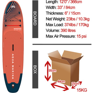 Aqua Marina Monster 12ft0 All Round Inflatable Stand Up Paddle Board - Red by Aqua Marina