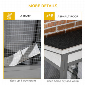 PawHut Wooden Pet Hutch with Openable Roof Slide Out Tray - Grey by PawHut