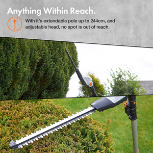 Cordless 20V Pole Hedge Trimmer with Telescopic Handle - Grey by VonHaus