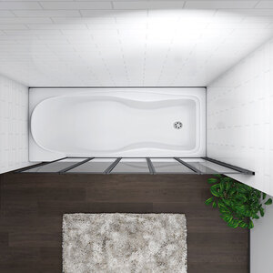 Black Framed Folding Bath Screen - Matt Black / 18.5kg by AicaBathroom