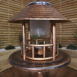 Bronze Effect Resin Garden Bird Bath and Table with Solar Light - Bronze by Samuel Alexander