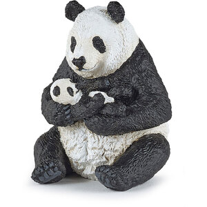 PAPO Wild Animal Kingdom Sitting Panda and Baby Toy Figure - White by PAPO