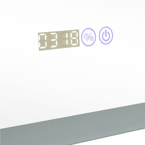 Large Rectangular LED Bathroom Mirror with Digital Clock - White by Livingandhome