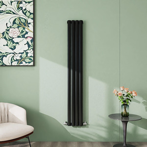 Vertical Oval Column Radiator Central Heating Rad 1600x236mm Single Black - Black by AicaBathroom