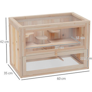 Wooden Small Animal Hutch - Natural by Pawhut