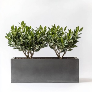 Zinc Galvanised Matte Grey Trough Planter by Woven Wood