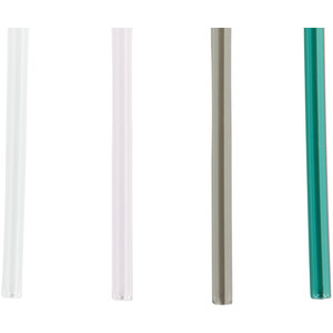 Set of 4 Swirly Coloured Borosilicate Glass Straws - Multicolour