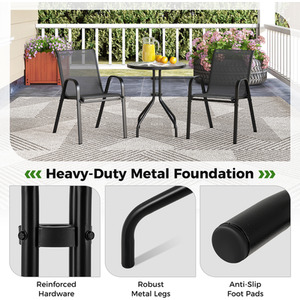 3 Pcs Patio Bistro Set - Black by Costway