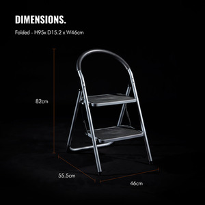 Premium 2 Step Ladder - Silver by VonHaus