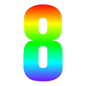 Rainbow Self Adhesive Number Sticker - 8