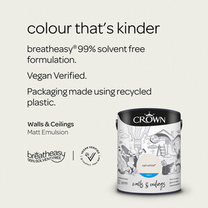 Crown Breatheasy Matt Emulsion Paint 5L - Sail White by Crown Paints