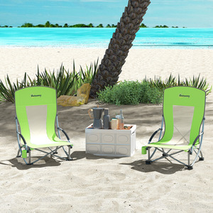 Outsunny Set of 2 Folding Beach Chair with Carry Bag - Green by Outsunny