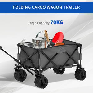 Outsunny Outdoor Pull Cart Folding Cargo Wagon - Grey by Outsunny