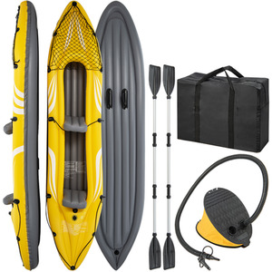 2-Person Inflatable Kayak Set - Yellow by Costway
