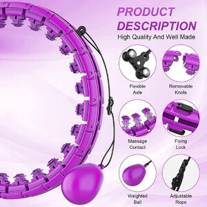 Abaseen Weighted Hula Hoop with Weight Ball 24 Knots Detachable - Purple by Abaseen
