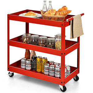 3-Tier Tool Trolley Utility Cart - Red by GAINOOM