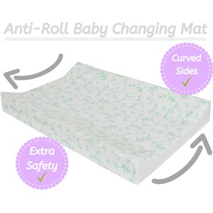 Anti-Roll Wedge Baby Changing Mat - Green Leaves / Green Leaves by Babycurls