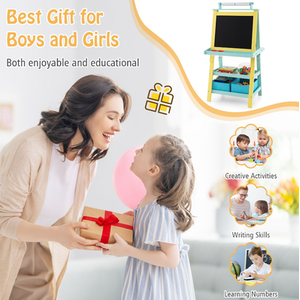Children's Double-Sided Art Easel with Paper Roll by Costway