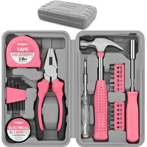 24 Piece Home Womans Small DIY Hand Tool Kit Set in a Box Case by Hi-Spec