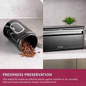 Innoteck Black Breadbin and 3pc Canister Set - Black by Innoteck